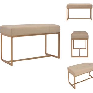 vidaXL Fluwelen Bankje - Halbankje - 80x36x45 cm - Beige - Hocker