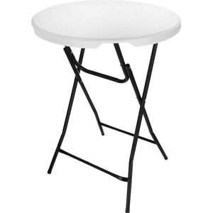 Springos Statafel - Opklapbaar - Horeca Kwaliteit - Inklapbaar - Met vergrendeling - Extra Stevig - Wit/Zwart - Ø 80x110cm