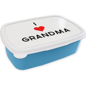 Broodtrommel Blauw - Lunchbox - Brooddoos - I love grandma - Quotes - Oma - Spreuken - 18x12x6 cm - Kinderen - Jongen
