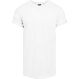 Urban Classics - Long Shaped Turnup Heren T-shirt - XL - Wit