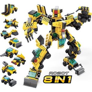 QuchiQ™ Robot speelgoed - Robots - Bouwsets - speelgoed - Speelgoed auto - Politie - Brandweerauto - Bouwpakket - Speelfiguren sets - 345 bouwstenen