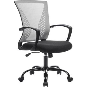Ergonomische Bureaustoel - Bureaustoelen voor Volwassenen en Kinderen - Gaming Stoel - Chair - Zwart met Grijs