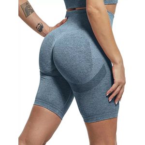 Korte Sportlegging dames - Sportkleding dames - Korte Sportbroek dames - Sportlegging - Shape legging -Tiktok legging - Sportlegging dames high waist - Hardloopbroek dames - yoga legging dames - Licht blauw Maat M