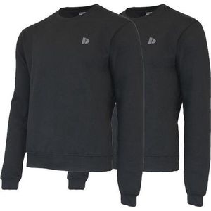 2 Pack Donnay - Fleece sweater ronde hals - Dean - Heren - Maat S - Black