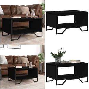 vidaXL Salontafel 75x51x40 cm bewerkt hout zwart - Salontafel - Salontafels - Bijzettafel - Woonkamertafel