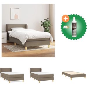 vidaXL Boxspring met matras stof taupe 90x200 cm - Bed - Inclusief Reiniger