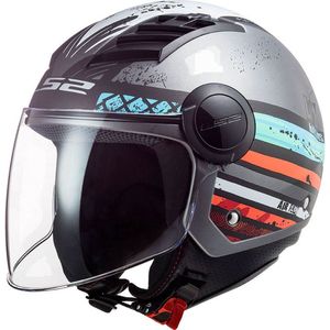 LS2 Helm Airflow Ronnie OF562 mat zilver / blauw maat L