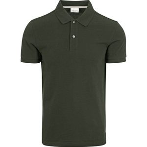 Profuomo - Piqué Poloshirt Donkergroen - Modern-fit - Heren Poloshirt Maat L