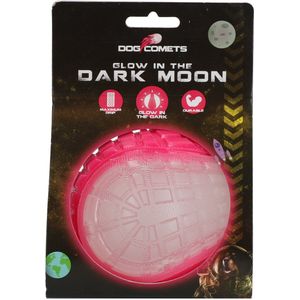 Dog Comets Glow in the Dark Moon Bal - 10 cm - Hondenspeelgoed - Op Water en Land - Apporteerspeelgoed - met Piep - L - Roze