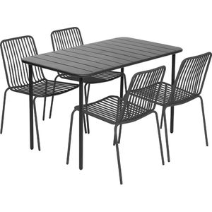 sweeek - Metalen tuintafel + 4 stoelen