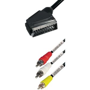 Scart UIT (m) - Composiet 3RCA (m) kabel / zwart - 2 meter