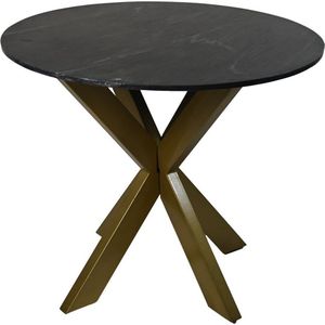 Eettafel rond marmer - ø90x77 - Zwart/goud - Marmer/metaal