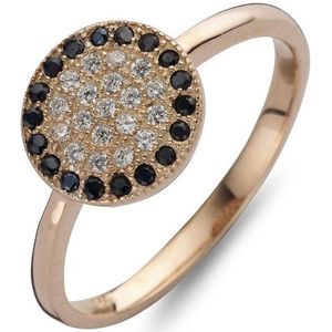 Silventi 943283644 58 Zilveren Ring - met Zirkonia - Rosékleurig en zwart