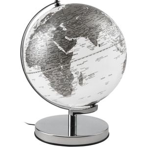 Mascagni - wereldbol / globe grijs / zilver met verlichting diameter 30 cm - 0A O1548