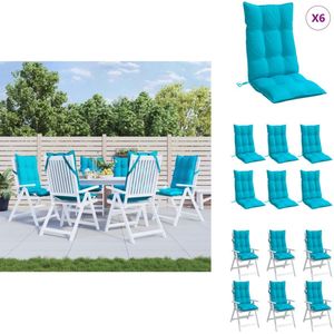 vidaXL Kussen - Kussens - Zitkussen - Stoelkussen - Stoelkussens 6 st hoge rug oxford stof turquoise