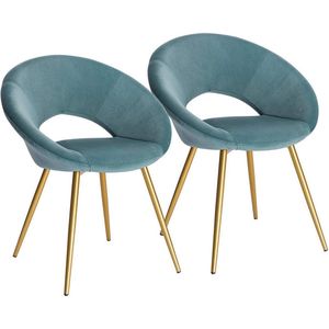 Rootz set van 2 eetkamerstoelen - fluwelen stoelen - gouden metalen poten - elegant ontwerp - verbeterde duurzaamheid - comfortabele zit - 35 cm x 45 cm x 78 cm