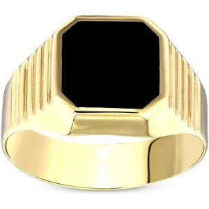 Gouden Zegelring Onyx 14 karaats