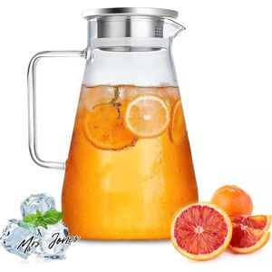 Mrs. Jones Glazenkan 23 liter waterkaraf met roestvrijstalen deksel-handgrepen-filter voor zelfgemaakte dranken-koffie-melk .