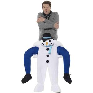 Smiffy's - Sneeuwman & Sneeuw Kostuum - Op De Rug Van Een Sneeuwpop - Man - Wit / Beige - One Size - Carnavalskleding - Verkleedkleding