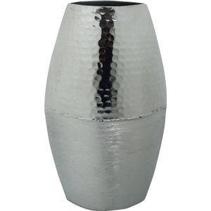 PTMD Vaas zilver geborsteld met glanzend gehamerd aluminium pot S - 30 hoog