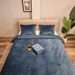 Velvet Dekbedovertrek- Extra zacht- Lits Jumeaux - 240x200/220- Petrol Blauw