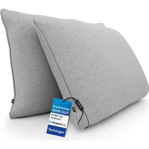 Moderne Sofa Kussenset 40x60 met zachte OEKO-TEX Katoenen Hoes - Comfortabel sierkussen met medium harde kussen vulling - Perfect als decoratief rugkussen - Premium sofakussen large van DYNMC YOU - Grijs