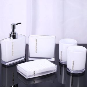 5 Stuks Witte Badkamer Accessoires Set, Compleet Acryl Badkamer Accessoire Set Toilet Badkamer Decor Sets Accessoires Bad Sets