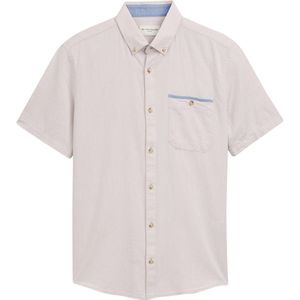 Tom Tailor - Korte Mouw Overhemd - Heren - XXL - Beige - Katoen - 1046086