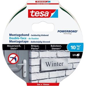 Tesa montagetape dubbelzijdig voor steen & baksteen - 5 m x 19 mm.