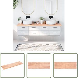 The Living Store Wastafelblad 200x60x(2-4) cm behandeld massief hout lichtbruin - Wastafelblad - Keukenblad - Eikenhouten Wastafel - Wasbakblad - Massief Eiken