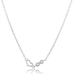 Elli Dames Halsketting Ketting kort met Steen Dames Hart hanger Glas Kristallen Xilion Geslepen Wit 925 Sterling Zilver 40 cm