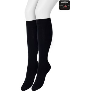 Bonnie Doon Dames Kniekousen Zwart maat 35/38 - 2 paar - Knie Kousen - 2-pack - Multipack - Uitstekend draagcomfort - Cotton Knee High - Zakt niet af - Effen - OEKO-TEX - Black - OL834302.101