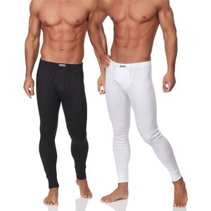 Timone Heren Thermobroek - Sport - Sporbroek - Lang - Katoen - TI-SS-114-2P - Wit/Zwart - XXL