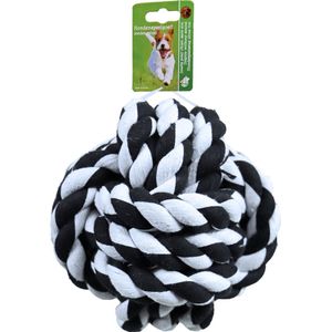 Hondenspeelgoed - Touwbal XXL - katoen -Kleur: zwart/wit - Afmeting: 17,5 cm.