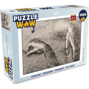 Puzzel Vintage - Tekening - Handen - Da Vinci - Legpuzzel - Puzzel 1000 stukjes volwassenen