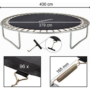 AREBOS - Trampoline Springmat - 379 cm - 96 Ogen - 165 mm Veren - voor Trampolines met Ø 430 cm