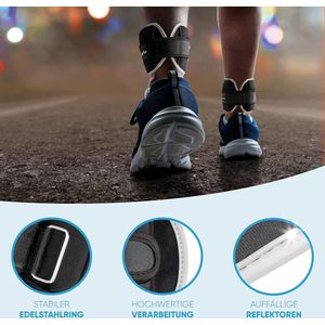 Verstelbare gewichtsmanchetten, set van 2, gewichten voor benen en armen met reflectoren, loopgewichten voet, enkelgewichten met verstelbare gewichten voor joggen en hardlopen