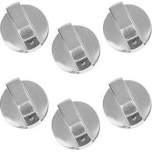 Gasfornuisknoppen 6 stuks 6 mm zinklegering - zilver - adapter - oven schakelaar - koken oppervlak .