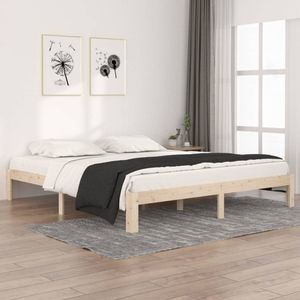 The Living Store Houten Bedframe - Complete slaapkamer toevoeging - Hoogwaardig massief grenenhout - Stabiel en stevig - Geschikt voor 180 x 200 cm matras - Montage vereist