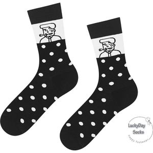 Verjaardag cadeau - Zwart en Wit Sokken  -Pretty Boy Leuke sokken - Vrolijke sokken - Luckyday Socks - Sokken met tekst - Aparte Sokken - Socks waar je Happy van wordt