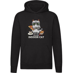 Cat| kat | pizza | gamen | binnen | koffie | boek | eten | Unisex | Trui | Sweater | Capuchon