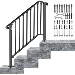 Balustrade Trap Smeedijzeren Leuning 3-4 Treden Trap Leuning 66 cm Leuning Rail Afstand Tussen Palen 111,3 cm Outdoor Indoor Trapleuning