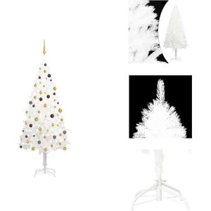 vidaXL Kunstkerstboom PE Naaldvormig - 240 cm - Levensecht - LED-Verlichting - Inclusief Kerstballen - Piek - Decoratieve kerstboom