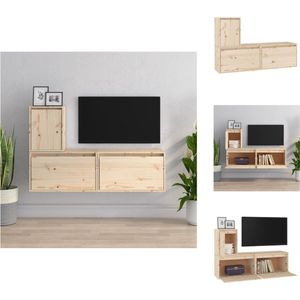 vidaXL Televisiekasten - Klassiek design - Massief grenenhout - Set van 3 - 60x30x35cm - 30x30x40cm - Onbehandeld - Kast