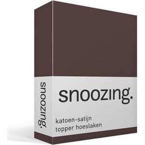 Snoozing - Katoen-satijn - Topper - Hoeslaken - Lits-jumeaux - 200x200 cm - Bruin