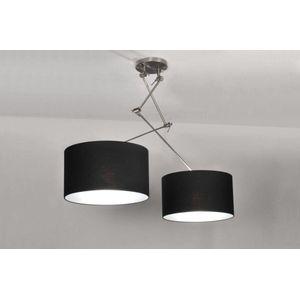 Lumidora Hanglamp 30097 - BROOKLYN - 2 Lichts - E27 - Zwart - Textiel