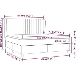 vidaXL - Boxspring - met - matras - stof - zwart - 160x200 - cm