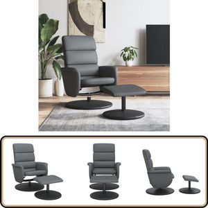 vidaXL Fauteuil verstelbaar met voetenbank - Grijs Verstelbare Fauteuil - Lounge Stoel - Relaxfauteuil - Fauteuils - Voetenbank