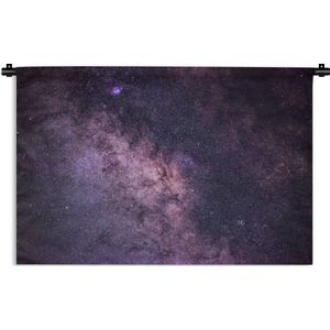 Wandkleed Melkweg - De Melkweg met een paarse gloed Wandkleed katoen 60x40 cm - Wandtapijt met foto