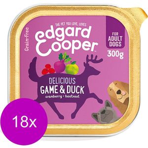 18X Edgard&Cooper Kuipje Game Duck Adult 300 g - Hondenvoer - Wild&Eend